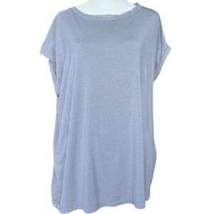 Tahari Grey Blue Short Sleeve Blouse Sz XL